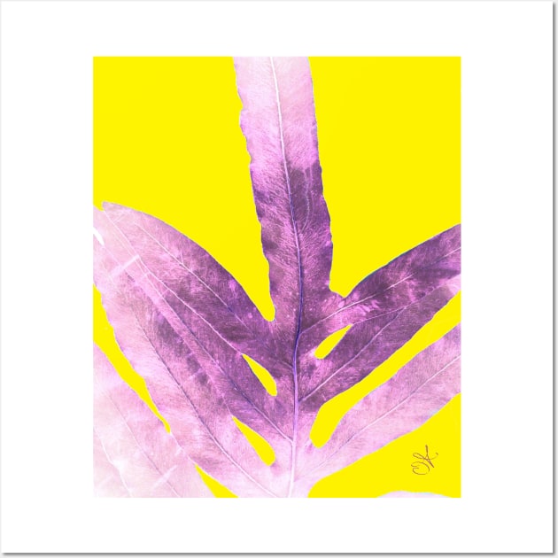 Green Fern on Bright Yellow Inverted Wall Art by ANoelleJay